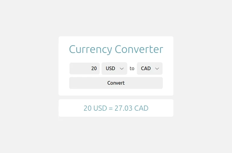 Currency Converter application screenshot