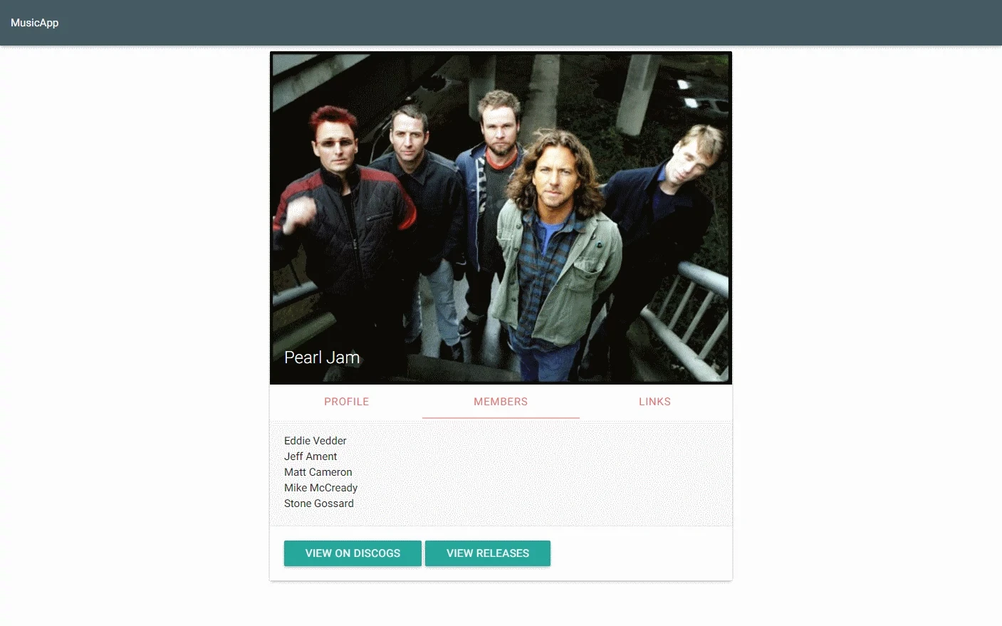 Music App interface screenshot