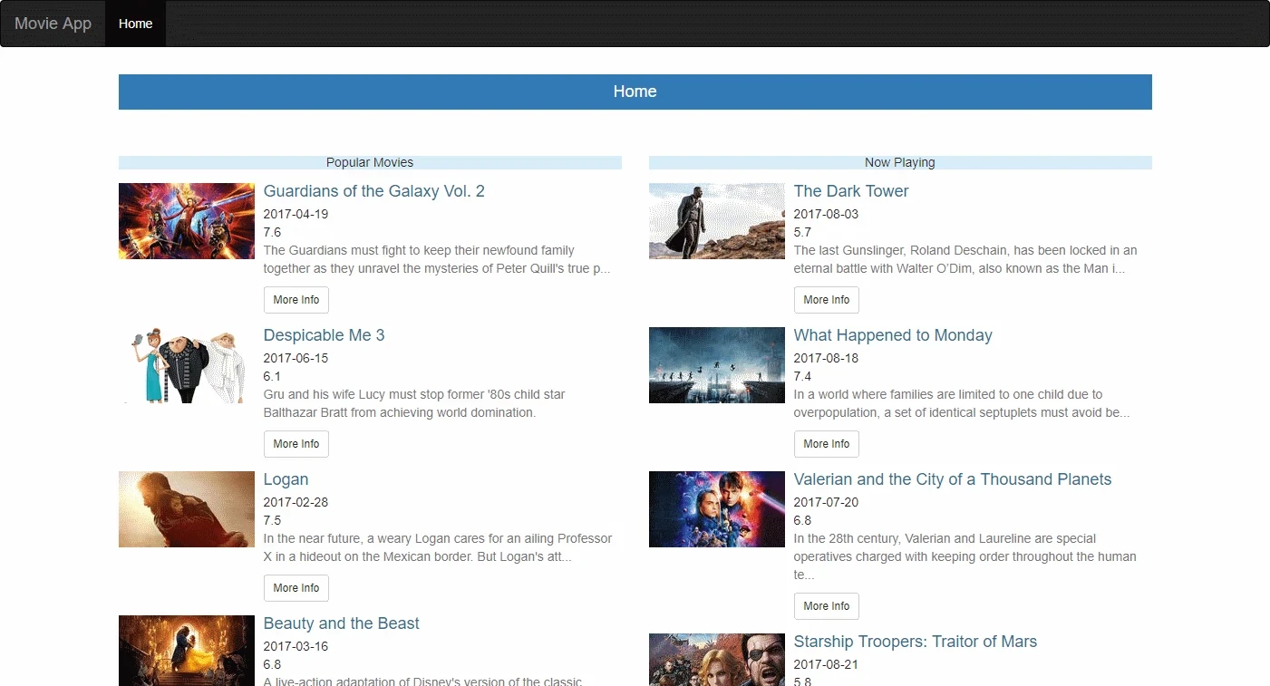 Movie App interface screenshot